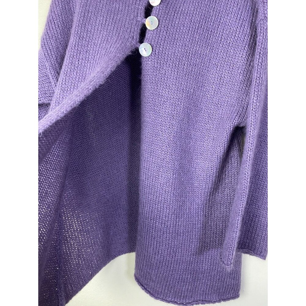 Soft Surroundings Purple Hooded Knit Cardigan Sweater Size Medium Wool Angora - Picture 7 of 13
